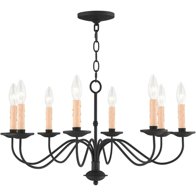 Black Eight Light Metal Dimmable Chandelier With Shades HomeRoots