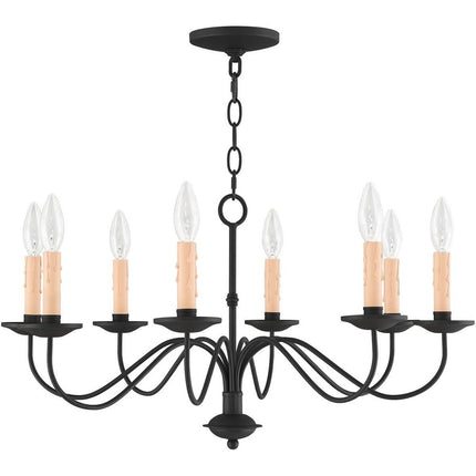 Black Eight Light Metal Dimmable Chandelier With Shades