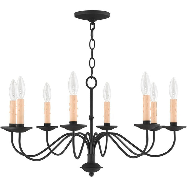 Black Eight Light Metal Dimmable Chandelier With Shades HomeRoots