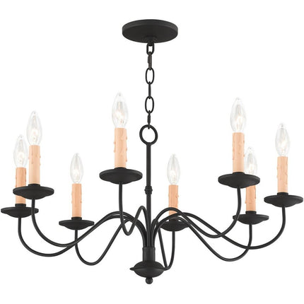Black Eight Light Metal Dimmable Chandelier With Shades