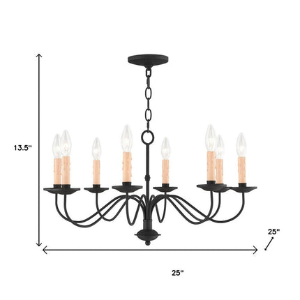 Black Eight Light Metal Dimmable Chandelier With Shades