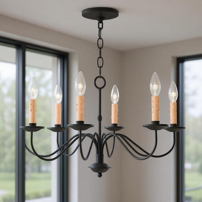 Black Eight Light Dimmable Chandelier With Shades HomeRoots