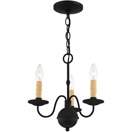 Black Three Light Dimmable Chandelier With Shades HomeRoots