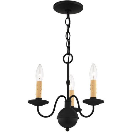 Black Three Light Metal Dimmable Chandelier With Shades
