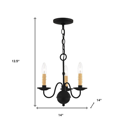 Black Three Light Dimmable Chandelier With Shades HomeRoots