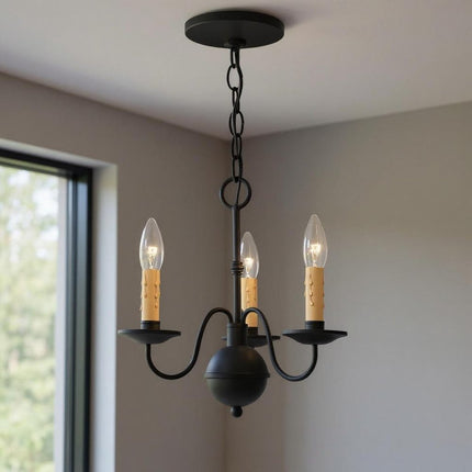 Black Three Light Dimmable Chandelier With Shades HomeRoots