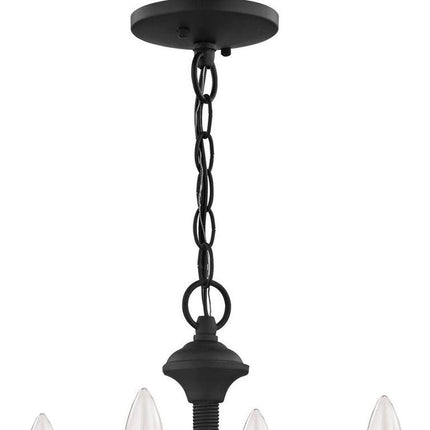 Black Four Light Dimmable Chandelier With Shades HomeRoots