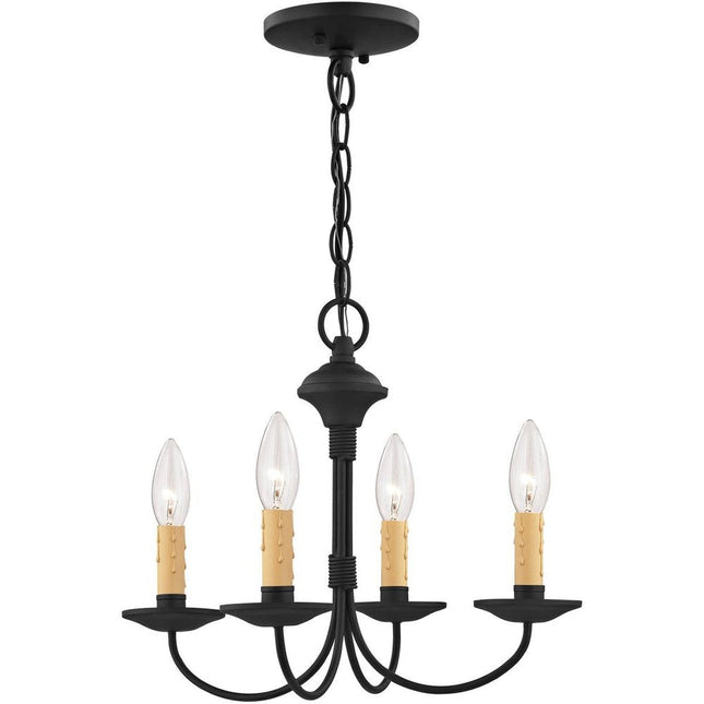 Black Four Light Metal Dimmable Chandelier With Shades HomeRoots