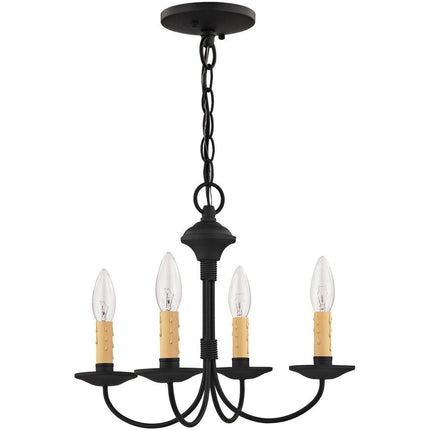 Black Four Light Dimmable Chandelier With Shades HomeRoots