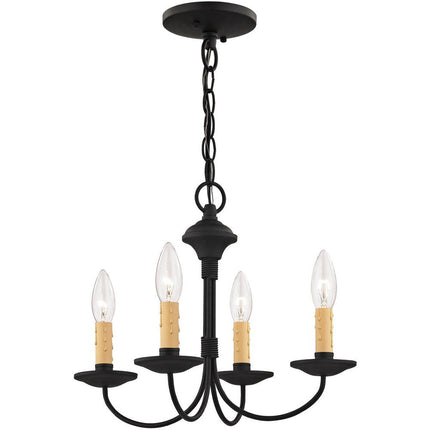 Black Four Light Dimmable Chandelier With Shades HomeRoots