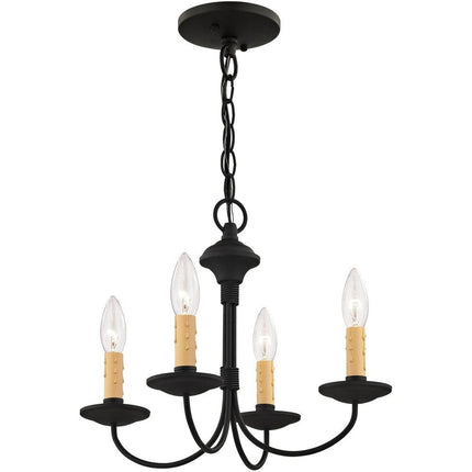 Black Four Light Dimmable Chandelier With Shades HomeRoots