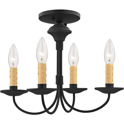 Black Four Light Dimmable Chandelier With Shades HomeRoots