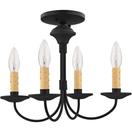 Black Four Light Dimmable Chandelier With Shades HomeRoots