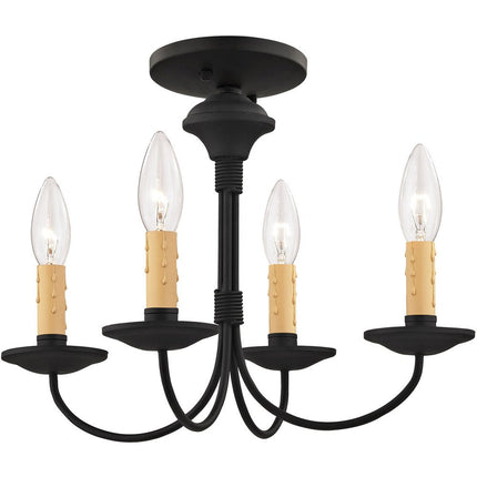 Black Four Light Dimmable Chandelier With Shades HomeRoots