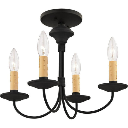 Black Four Light Dimmable Chandelier With Shades HomeRoots