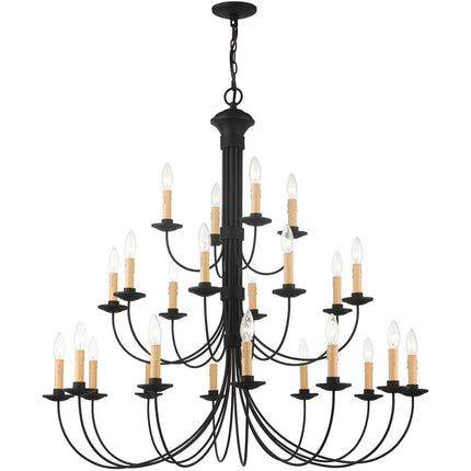 Black Multi Light Metal Dimmable Chandelier With Shades