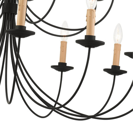 Black Multi Light Metal Dimmable Chandelier With Shades