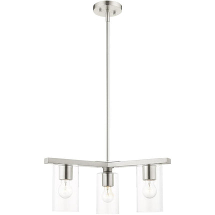 Nickel Three Light Metal Dimmable Chandelier With Shades