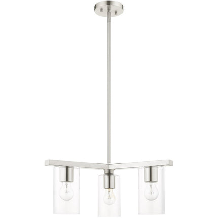 Nickel Three Light Metal Dimmable Chandelier With Shades