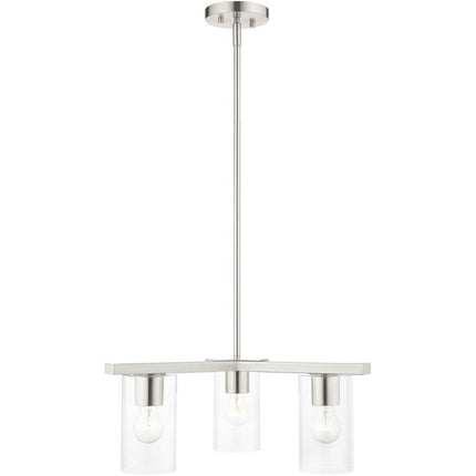 Nickel Three Light Metal Dimmable Chandelier With Shades