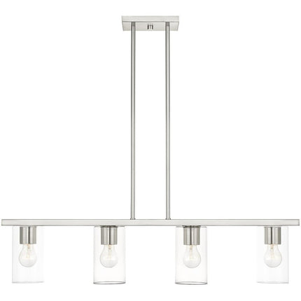 Nickel Four Light Metal Dimmable Chandelier With Shades