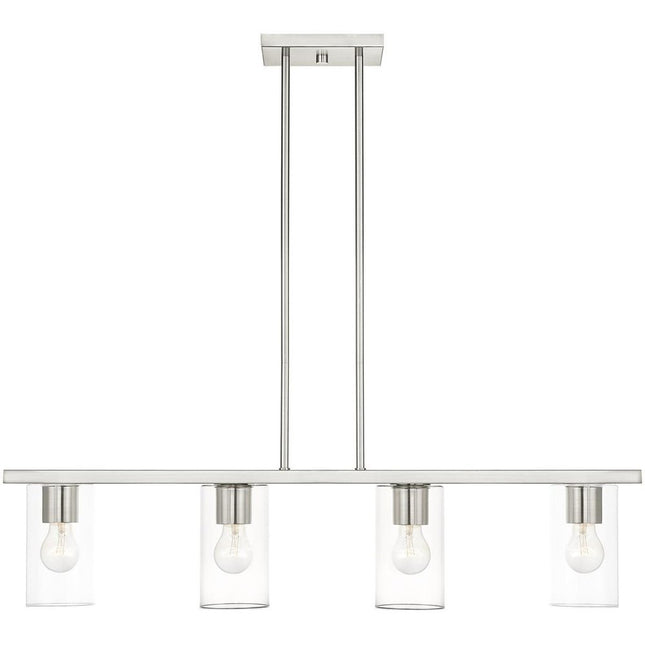 Nickel Four Light Metal Dimmable Chandelier With Shades