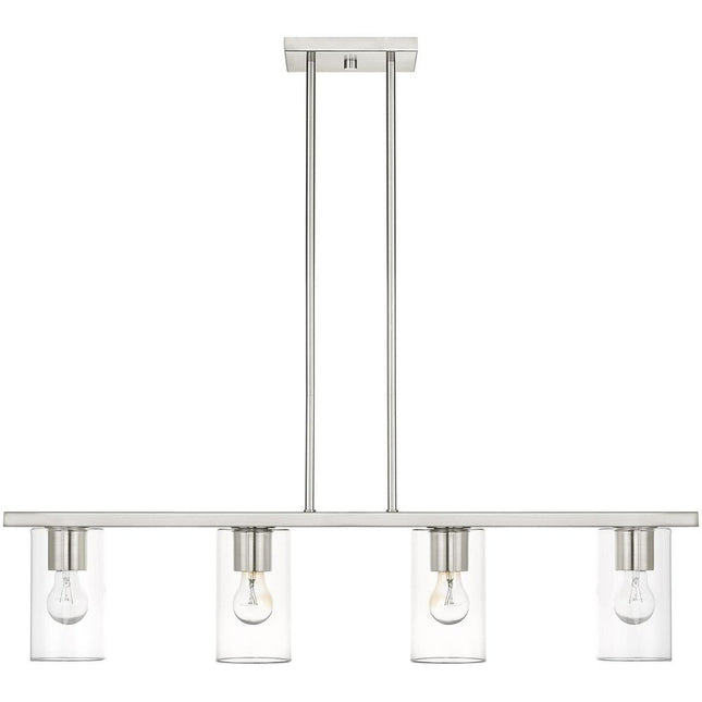 Nickel Four Light Metal Dimmable Chandelier With Shades