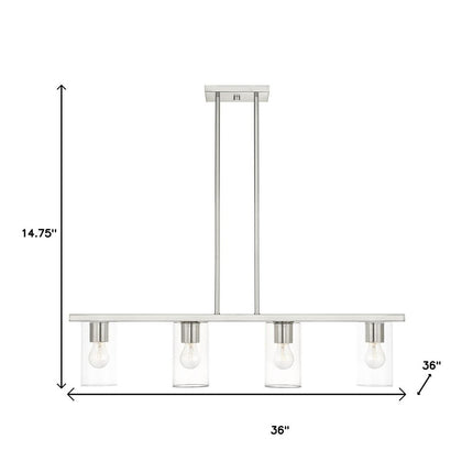 Nickel Four Light Metal Dimmable Chandelier With Shades