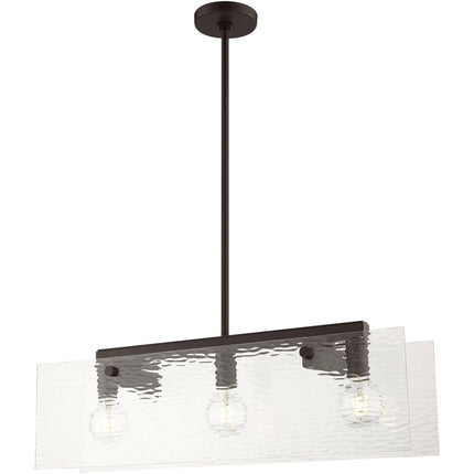 Bronze Three Light Metal Dimmable Chandelier With Shades