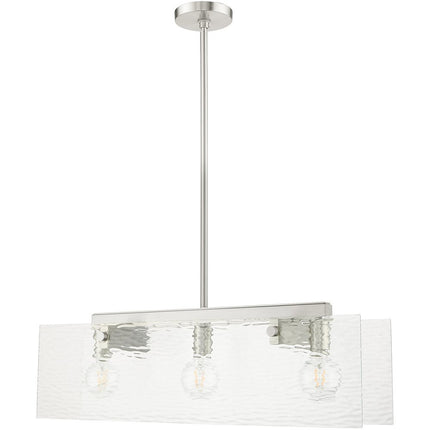 Nickel Three Light Metal Dimmable Chandelier With Shades