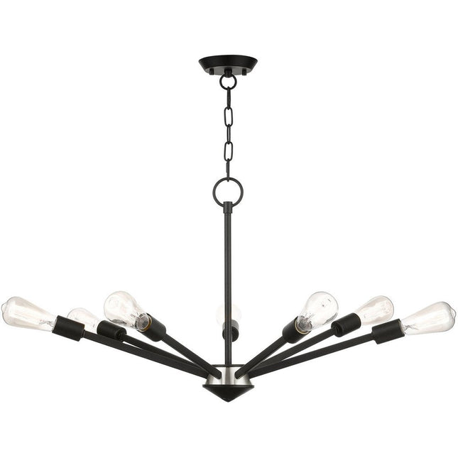 Black Seven Light Metal Dimmable Chandelier With Shades HomeRoots