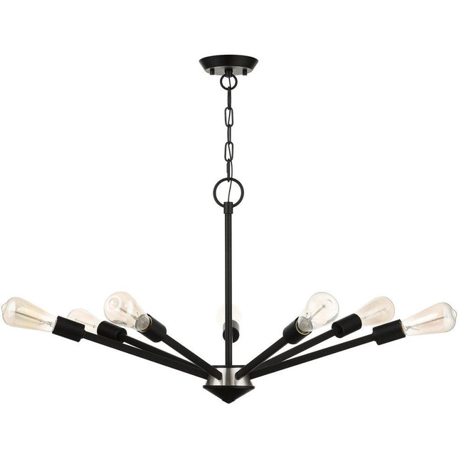 Black Seven Light Metal Dimmable Chandelier With Shades HomeRoots