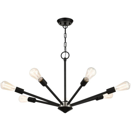 Black Seven Light Metal Dimmable Chandelier With Shades