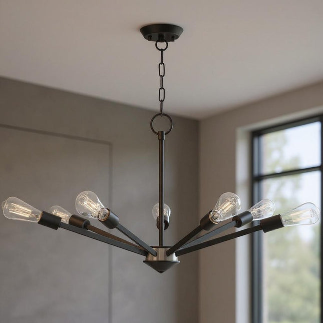 Seven Light Dimmable Chandelier With Shades HomeRoots
