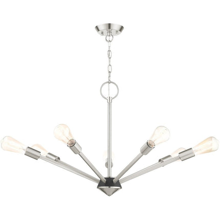Nickel Seven Light Metal Dimmable Chandelier With Shades