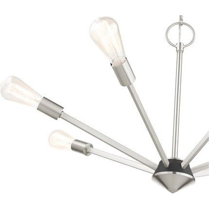 Nickel Seven Light Metal Dimmable Chandelier With Shades