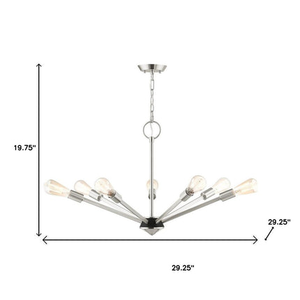 Nickel Seven Light Metal Dimmable Chandelier With Shades