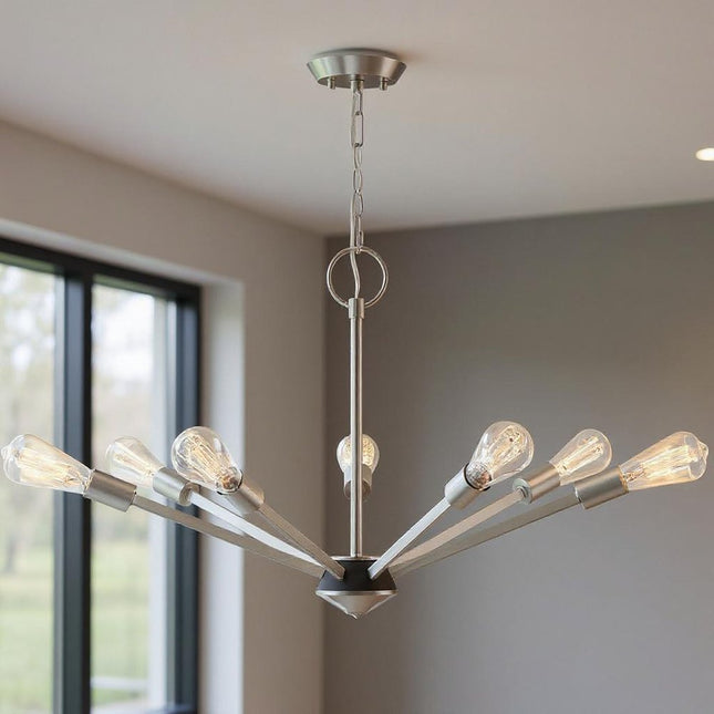 Seven Light Dimmable Chandelier With Shades HomeRoots