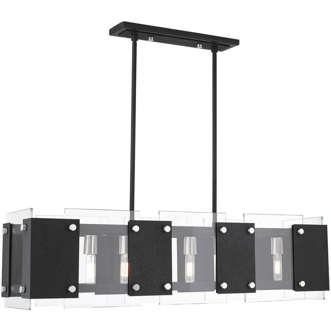 Black Eight Light Metal Dimmable Chandelier With Shades HomeRoots