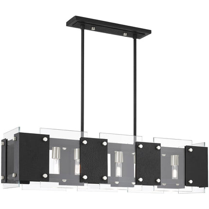 Black Eight Light Metal Dimmable Chandelier With Shades