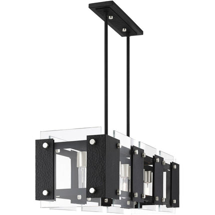 Black Eight Light Metal Dimmable Chandelier With Shades