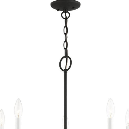 Black Five Light Metal Dimmable Chandelier With Shades