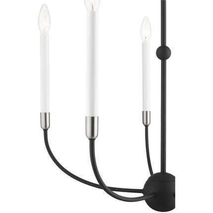Black Five Light Metal Dimmable Chandelier With Shades