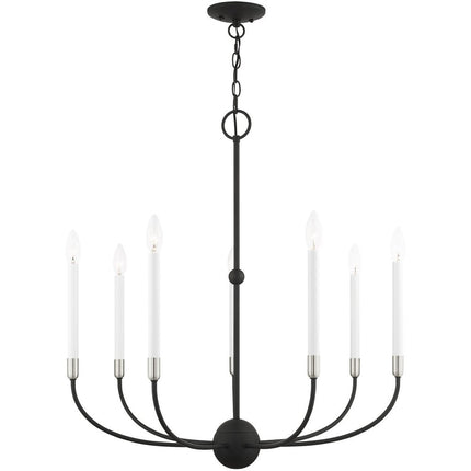 Black Seven Light Metal Dimmable Chandelier With Shades