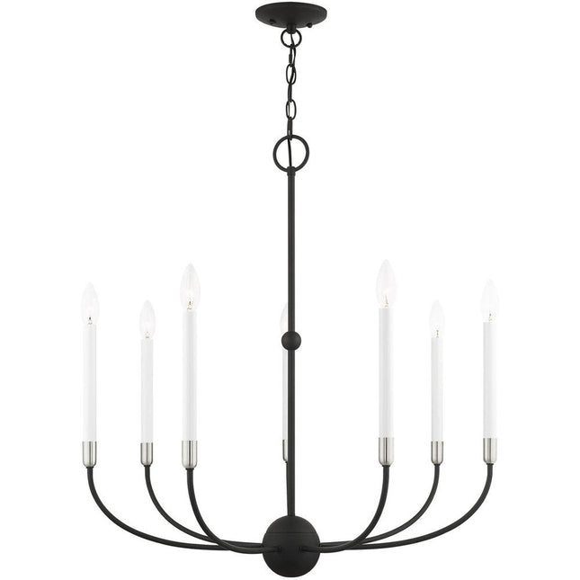 Black Seven Light Metal Dimmable Chandelier With Shades HomeRoots