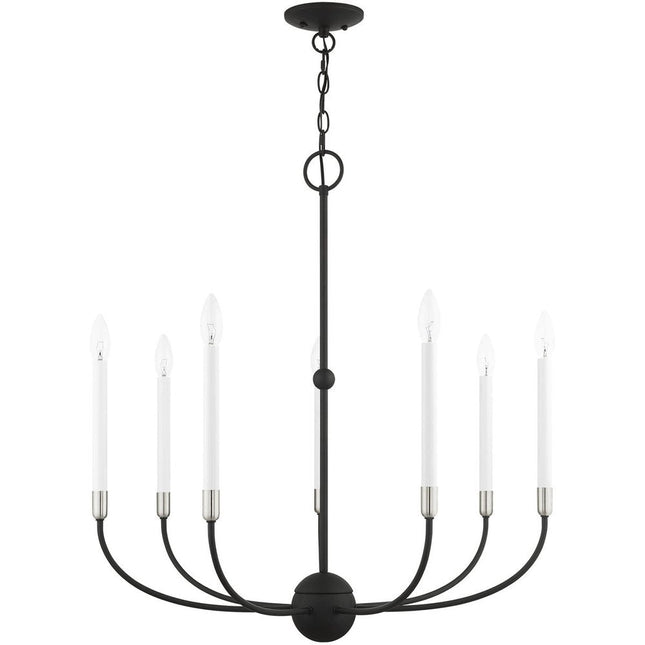 Black Seven Light Metal Dimmable Chandelier With Shades HomeRoots
