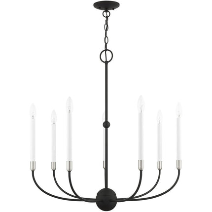 Black Seven Light Metal Dimmable Chandelier With Shades