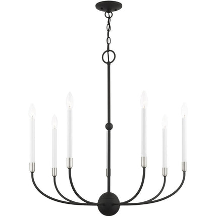 Black Seven Light Metal Dimmable Chandelier With Shades