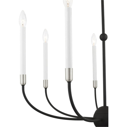 Black Seven Light Metal Dimmable Chandelier With Shades