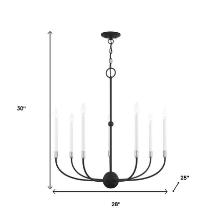 Black Seven Light Metal Dimmable Chandelier With Shades